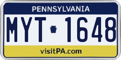 PA license plate MYT1648