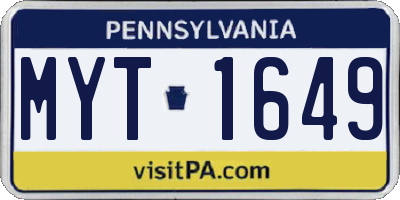 PA license plate MYT1649