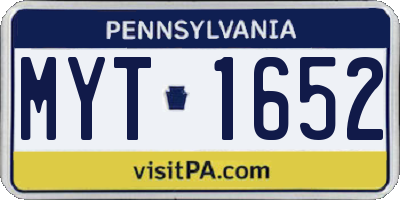 PA license plate MYT1652