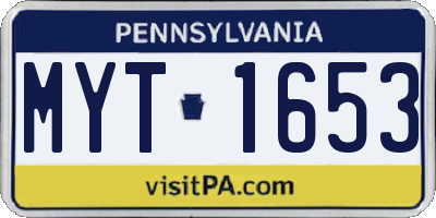 PA license plate MYT1653