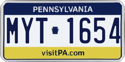 PA license plate MYT1654