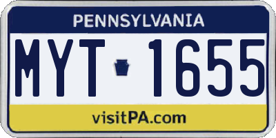 PA license plate MYT1655