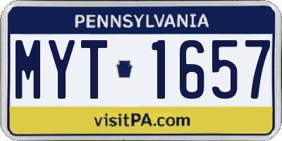 PA license plate MYT1657