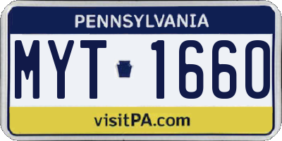 PA license plate MYT1660
