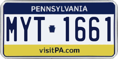 PA license plate MYT1661