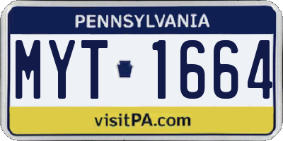 PA license plate MYT1664