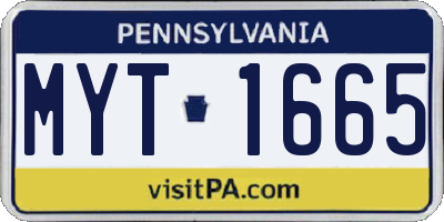 PA license plate MYT1665