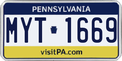 PA license plate MYT1669