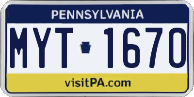 PA license plate MYT1670
