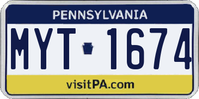 PA license plate MYT1674