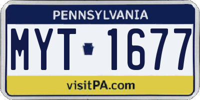 PA license plate MYT1677
