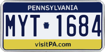 PA license plate MYT1684
