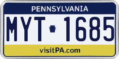 PA license plate MYT1685