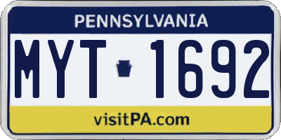 PA license plate MYT1692