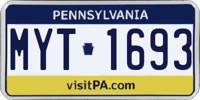 PA license plate MYT1693