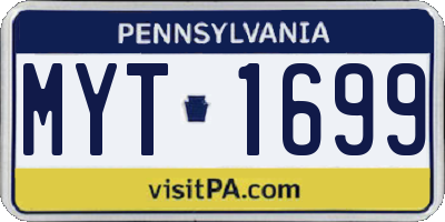 PA license plate MYT1699