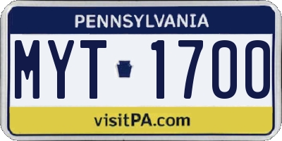 PA license plate MYT1700