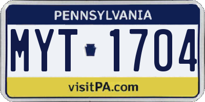 PA license plate MYT1704