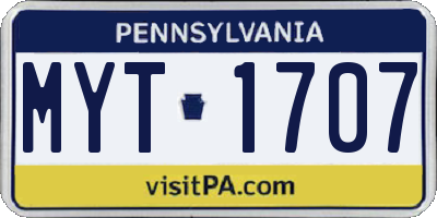 PA license plate MYT1707