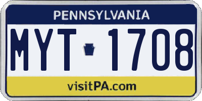 PA license plate MYT1708