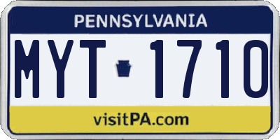PA license plate MYT1710