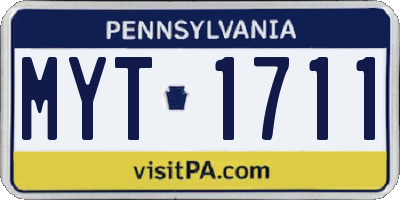 PA license plate MYT1711