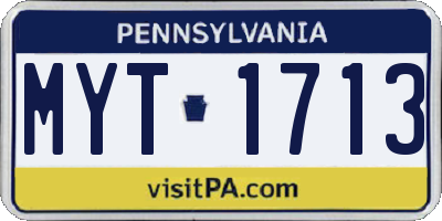 PA license plate MYT1713
