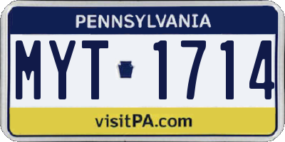 PA license plate MYT1714