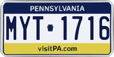 PA license plate MYT1716