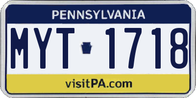 PA license plate MYT1718