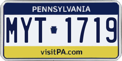 PA license plate MYT1719