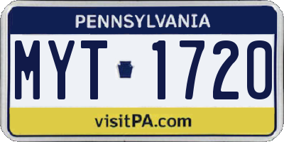 PA license plate MYT1720