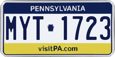 PA license plate MYT1723