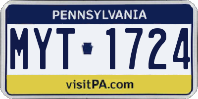 PA license plate MYT1724