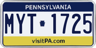 PA license plate MYT1725