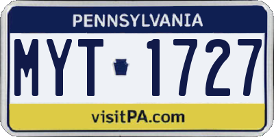 PA license plate MYT1727