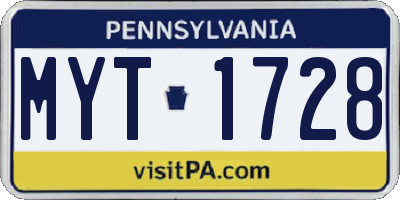 PA license plate MYT1728
