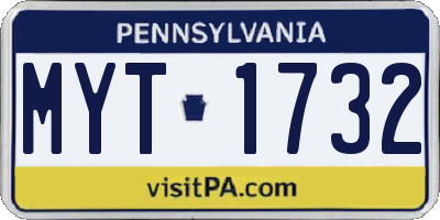 PA license plate MYT1732