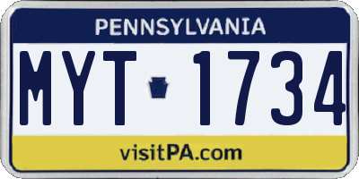 PA license plate MYT1734