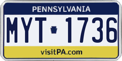 PA license plate MYT1736