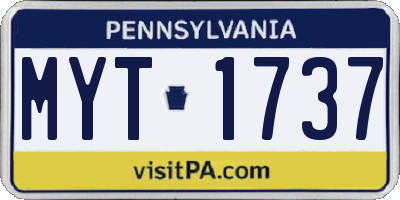 PA license plate MYT1737