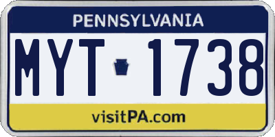PA license plate MYT1738