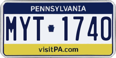 PA license plate MYT1740