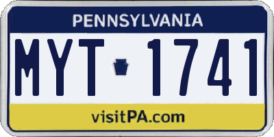 PA license plate MYT1741