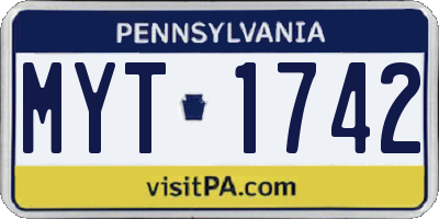 PA license plate MYT1742