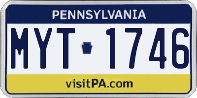 PA license plate MYT1746