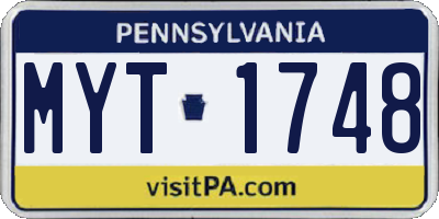 PA license plate MYT1748