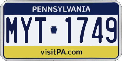 PA license plate MYT1749