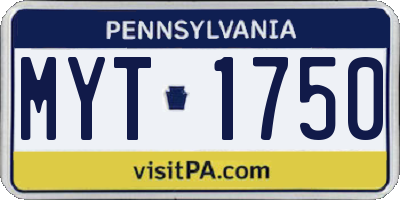 PA license plate MYT1750