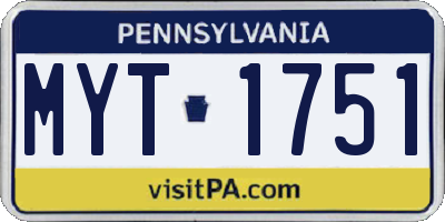PA license plate MYT1751